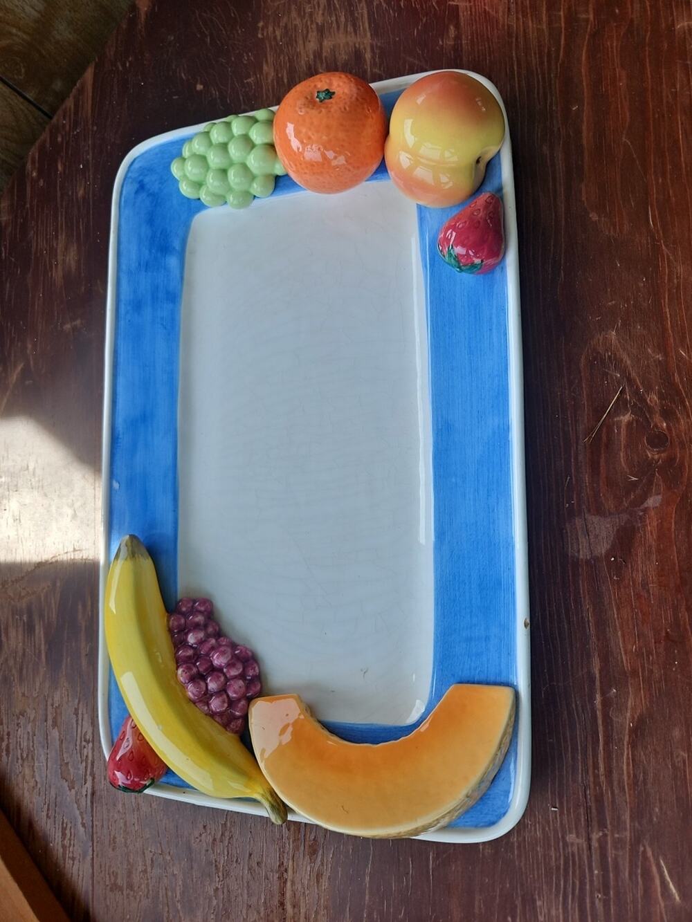 20th Century Trompe l'Oeil Fruit Motif Serving Platter Damaged